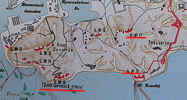 Схема утеса. Электрический Утес порт Артура. Береговая артиллерия порт-Артура.